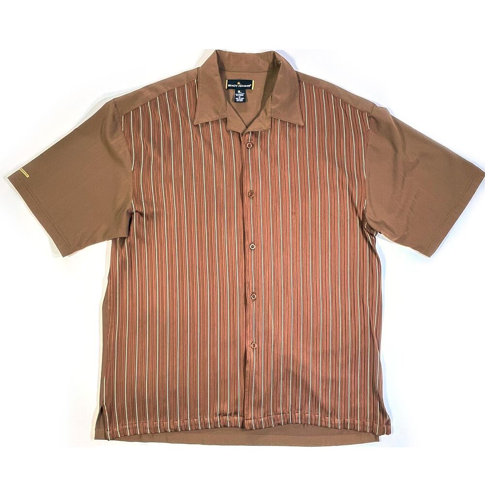 Stacy Adams Men’s XL Brown Knit Button Up Shirt